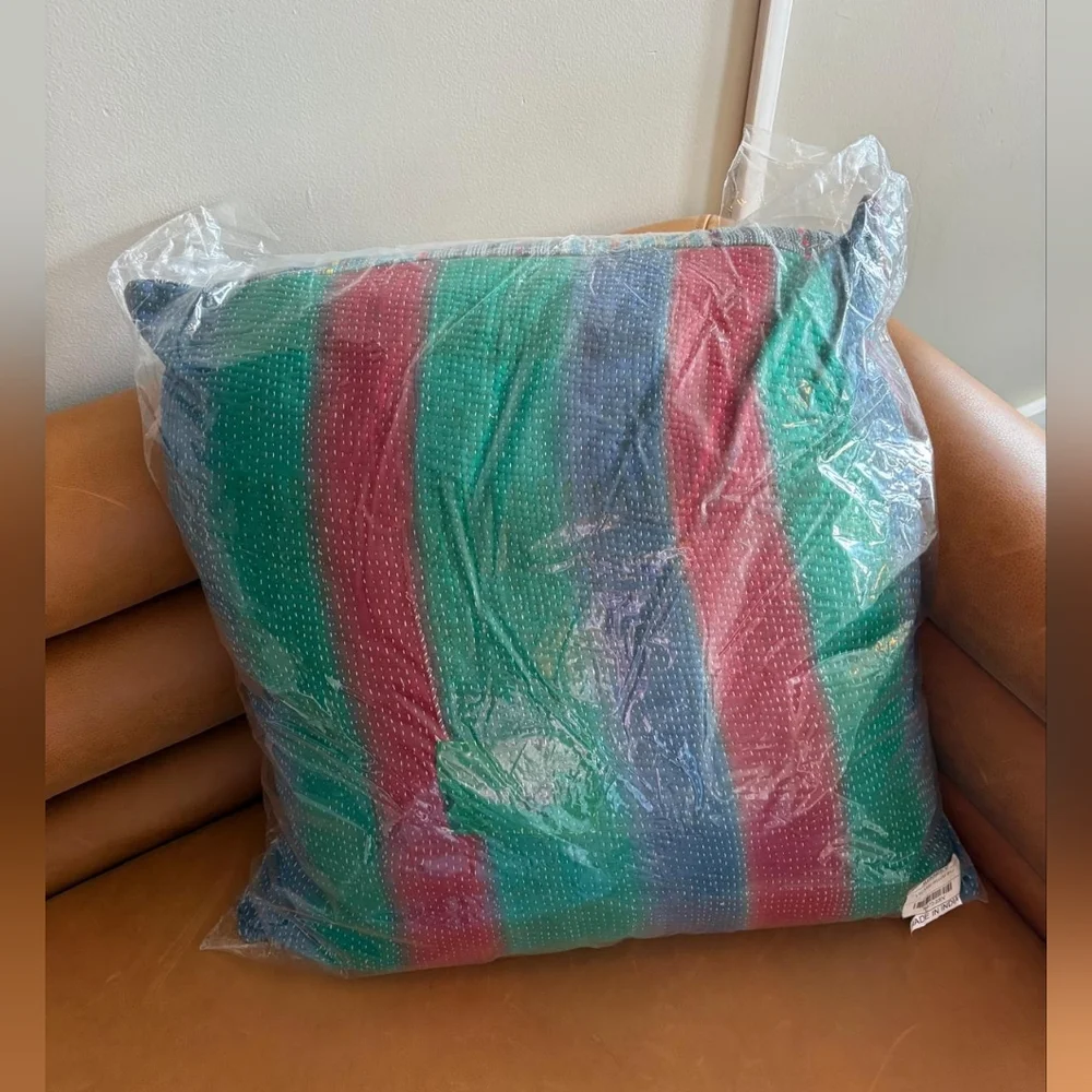 NWT Vintage One Of A Kind Sari Kantha Pillow-22in Multi Stripe